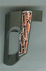 Technic, Panel Fairing # 6 Small Short, Large Hole, Side B with White, Black, and Orange Hexagons Pattern (Sticker) - Set 8471