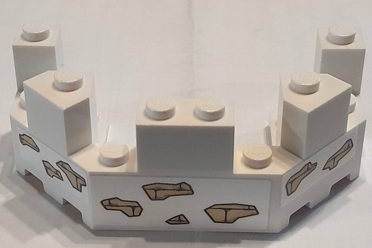 Lego Castle Turret Top 4 x 8 x 2 1/3 with Cracked Wall with Tan Bricks and Mortar Pattern (Stickers) - Set 40710