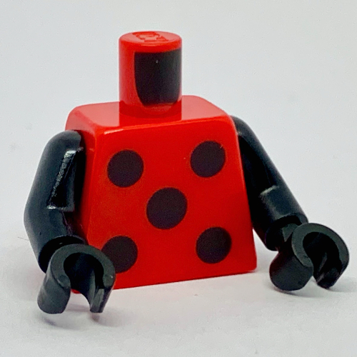 Lego Torso 5 Black Spots Print, Black Arms and Hands