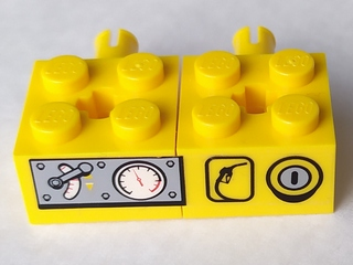 Lego Stickered Assembly 4 x 2 x 1 with Gauges Pattern Model Right Side (Sticker) - Set 7344