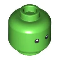 Minifig Head Z-Blob, Small Black Eyes Print / Bright Green