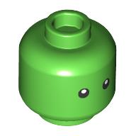 Lego Minifig Head Z-Blob, Small Black Eyes print / Bright Green