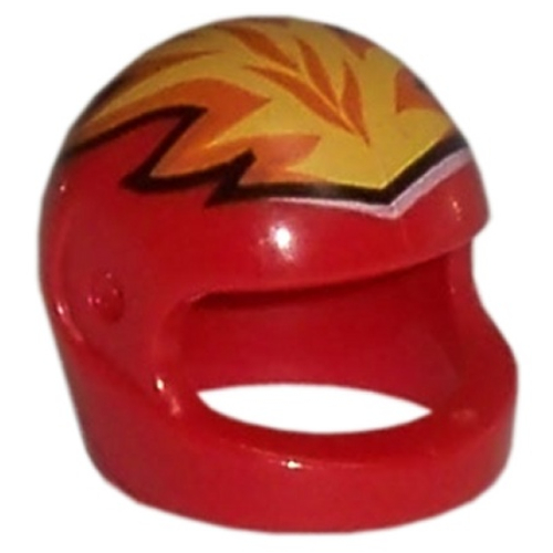 Lego Helmet, Standard with Flames Yellow and Orange Print / Red
