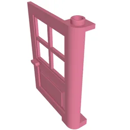 Door 1 x 4 x 5 with 4 Panes, Squared Base / Medium Dark Pink