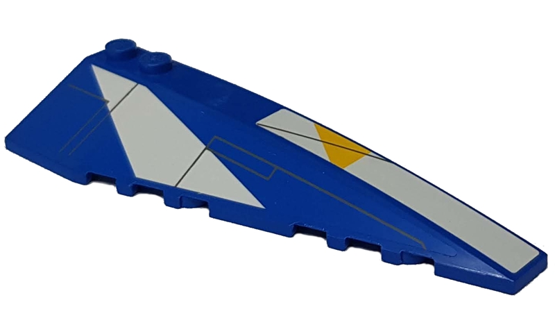 Lego Wedge 10 x 3 Right with White Stripes, Yellow Triangle and Gray Lines Pattern (Stickers) - Set 8093