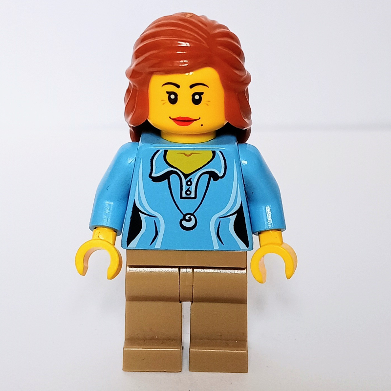 Lego Medium Blue Torso, Dark Tan Legs, Dark Orange Hair