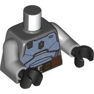 Lego Torso, Sand Blue Mandalorian Armor, Reddish Brown Belt print, Light Bluish Gray Arms, Black Hands / Dark Bluish Gray