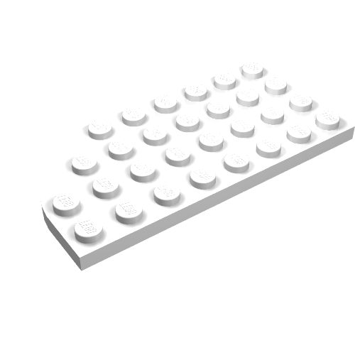 Lego Plate Round Corner Left 4 x 8 with Waffle Bottom / White