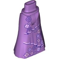 Lego Minidoll Hips and Full Length Skirt with Dark Purple Flowers, Dress Layers print / Medium Lavender