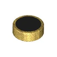 Tile Round 1 x 1 with Large Black Dot Print / Pearl Gold