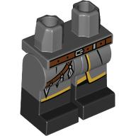 Lego Hips with Dark Bluish Gray Legs and Black Boots Pattern with Reddish Brown Belt, Coat Ends, Gold Trim, Strap with Jewels print / Dark Bluish Gray