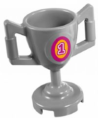 Lego Minifigure, Utensil Trophy Cup with Magenta Number 1 in Bright Light Orange Oval Pattern (Sticker) - Set 41122