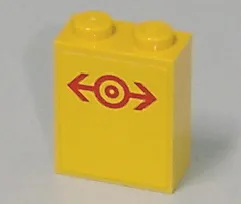 Brick 1 x 2 x 2 with Inside Axle Holder with Red Train Logo Pattern (Sticker) - Set 7641