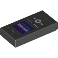 Lego Tile 1 x 2 with Smart Phone with Purple Screen, White 'Awesome' Print / Black