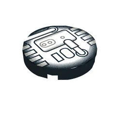 Tile Round 2 x 2 with Grey and Black Machinery Print / Black