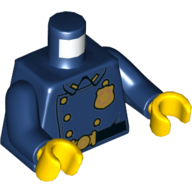 Lego Torso Jacket with Gold Police Badge and Buttons, Belt with Gold Buckle Print, Dark Blue Arms, Yellow Hands / Dark Blue