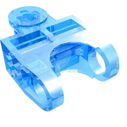 Technic Axle Connector 2 x 3 with Ball Socket, Open Sides / Trans-Medium Blue