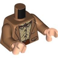 Lego Torso, Jacket, Tan Shirt with Dark Tan Hearts, Reddish Brown Pants, Pearl Necklace print, Medium Nougat Arms, Light Nougat Hands / Medium Nougat