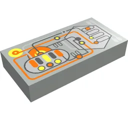 Tile 1 x 2 with UFO Controls Print / Light Gray