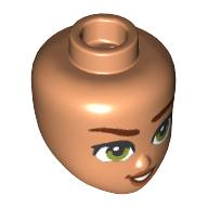 Lego Minidoll Head Brown Eyebrows, Olive Green Eyes, Dark Orange Lips print / Nougat