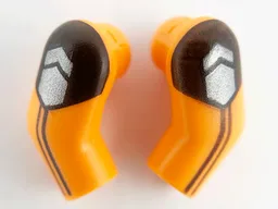 Arm, (Matching Left and Right) Pair with Black Short Sleeve, Stripes and Pearl Dark Gray Insignia Pattern / Orange