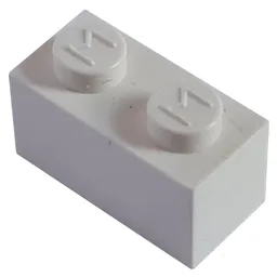 Modulex Brick 1 x 2 with M on Stud / Modulex White