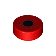 Tile Round 1 x 1 with Black Dot and Circle Print