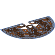 Lego Neckwear Cape, Cloak Half Circle, Iridescent / Orante Reddish Brown Design with Border Print / Medium Blue