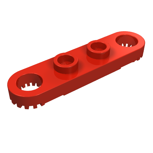 Lego Technic Plate 1 x 4 with Toothed Ends / Red