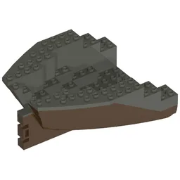 Boat Hull Small Stern 14 x 12 x 5 1/3 with Dark Gray Top [Complete Assembly] / Brown
