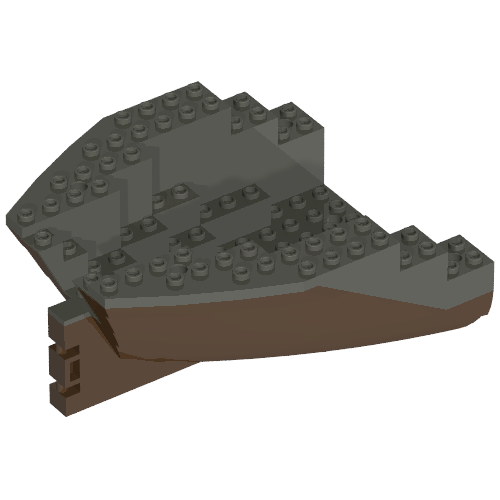 Lego Boat Hull Small Stern 14 x 12 x 5 1/3 with Dark Gray Top [Complete Assembly] / Brown