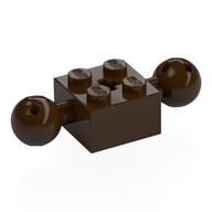 Lego Technic Brick Special 2 x 2 with 10.2mm Balls with Holes and Axle Hole / Dark Brown