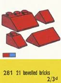 1 x 2 and 3 x 2 Sloping Bricks, Red