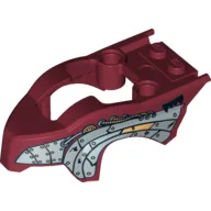 Fairing, Fly Wheel, Open Top Bird Shape with Silver Plates Print / Dark Red