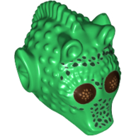 Lego Minifig Head Special, Rodian with Dark Green Spots and Dark Brown Eyes Print (Alliance Fighter) / Green