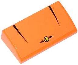 Slope, Curved 2 x 4 x 2/3 with Bottom Tubes with 2 Black Triangular Stripes, Emblem and 2 Arrows Pattern (Sticker) - Set 60054