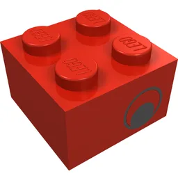 Brick 2 x 2 with Eye [No Pupils] Print on Two Sides, Offset / Red