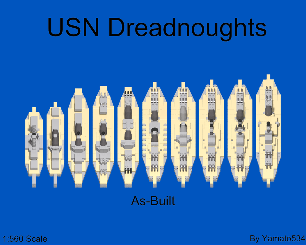 Lego 1:560 Scale US Dreadnoughts(as-built)