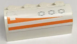 Slope, Curved 2 x 4 x 1 1/3 with 4 Recessed Studs with Hatches and Orange Stripes Pattern Model Right Side (Sticker) - Set 7649