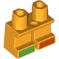Lego Legs Short with Bright Green/Reddish Orange Toes print