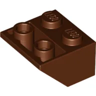 Brick Sloped Inverted 45° 2 x 2 [Ovoid Bottom Pin, Bar-sized Stud Holes] / Reddish Brown