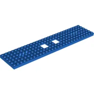 Vehicle Base, Train 6 x 28 with Two 2 x 2 Openings and 3 Round Holes Each End / Blue