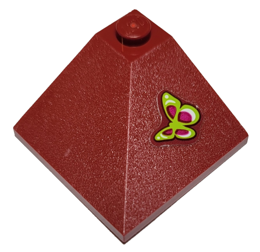 Lego Slope 33 3 x 3 Double Convex with Lime and Magenta Butterfly Pattern (Sticker) - Set 41126