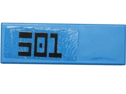 Tile 1 x 3 with Black '501' Pattern Left Side (Sticker) - Set 75002