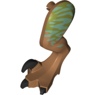 Lego Animal Body Part, Dinosaur, Raptor Leg, Left, with Pin, Black Claws and Medium Azure Stripes over Olive Green Print