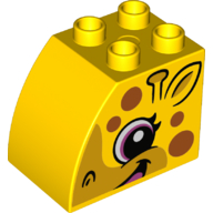 Lego Duplo Brick 2 x 3 x 2 with Curved Top with Giraffe print / Yellow