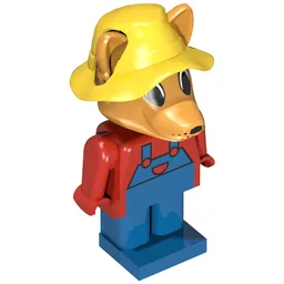 Fabuland Figure Fox 2 with Yellow Hat / Red