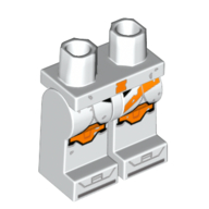 Lego Hips and White Legs with Clone Trooper Armor, Orange Markings print / White