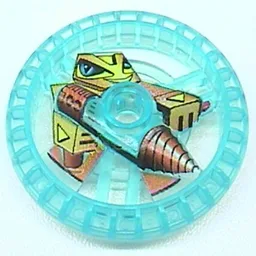 Technic Disc 5 x 5 Notched, Driller Print / Trans-Light Blue