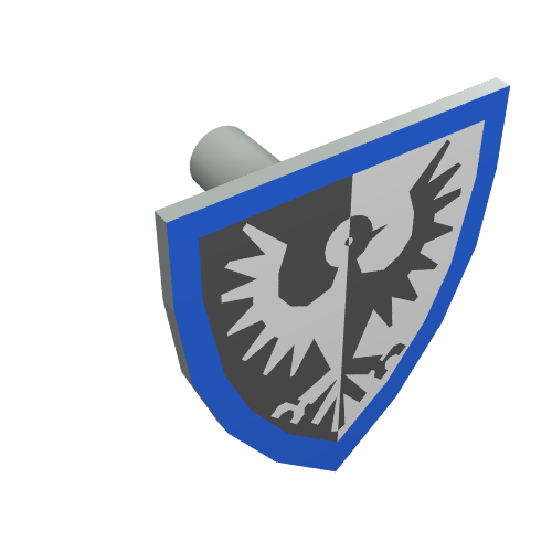 Lego Shield Triangular with Black Falcon and Blue Border Print / Light Gray